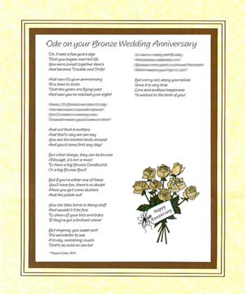 Ode on Your Bronze Wedding Anniversary