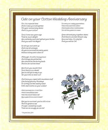 Ode on Your Cotton Wedding Anniversary