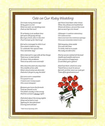 Ode on Your Ruby Wedding Anniversary