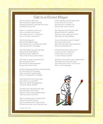 Ode to a Cricket Player