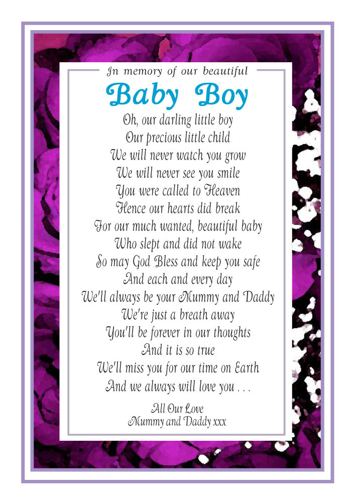 Sample Laminated Memorial Poem (A5 Approx 6" x  8")